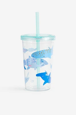 Patterned Plastic Mug with Straw