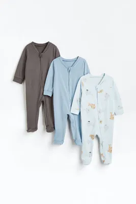 3-pack Pajama Jumpsuits with Zipper