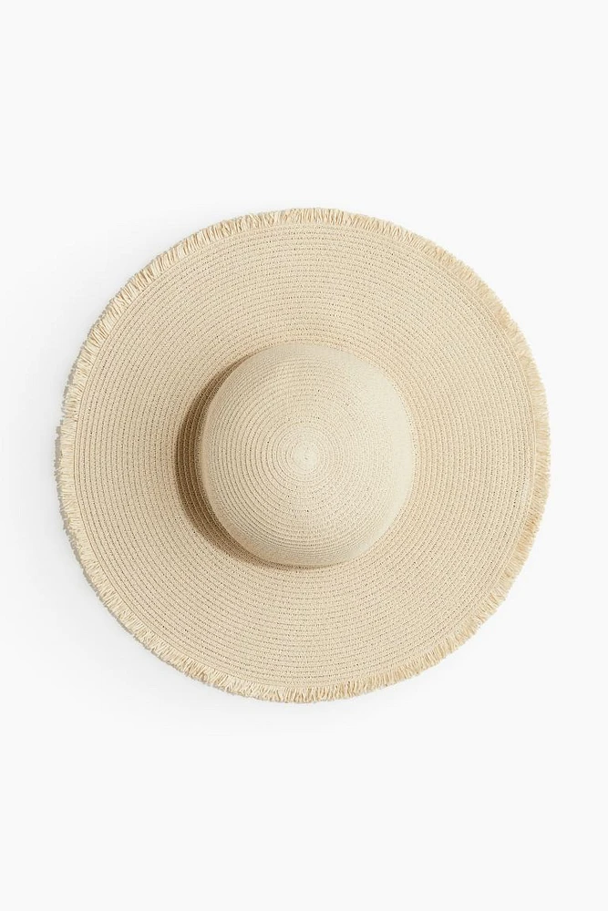 Frayed-edge Straw Hat