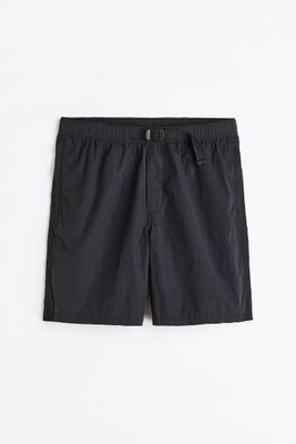 Relaxed Fit Belted Nylon Shorts
