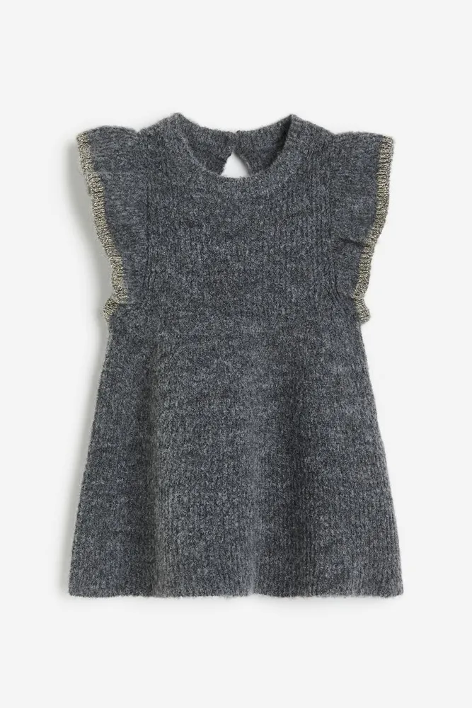 Rib-knit Dress - Dark gray - Ladies