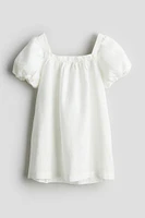 Balloon-sleeved Linen Dress