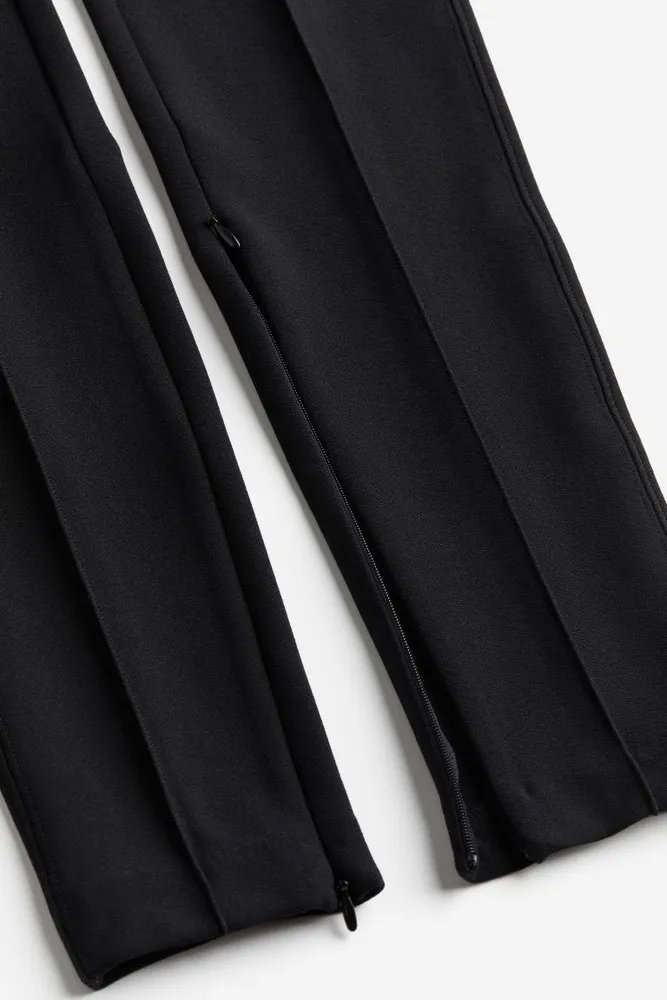 Black zip hem leggings