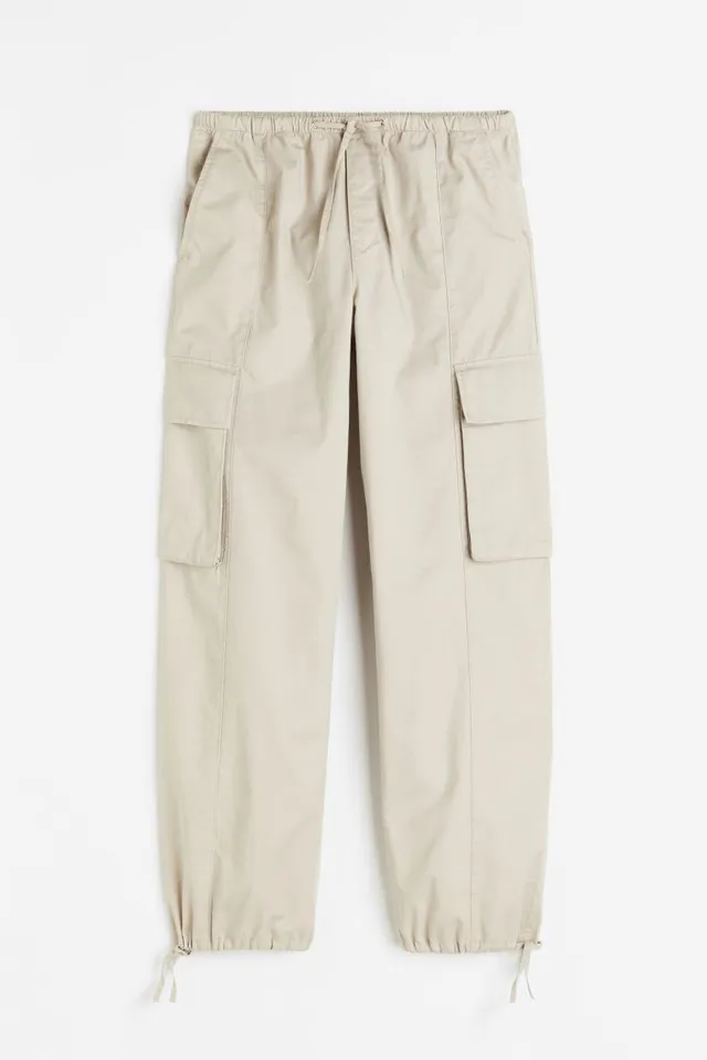 Beige cotton cargo pants