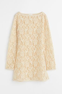 Long Boat-neck Lace Top