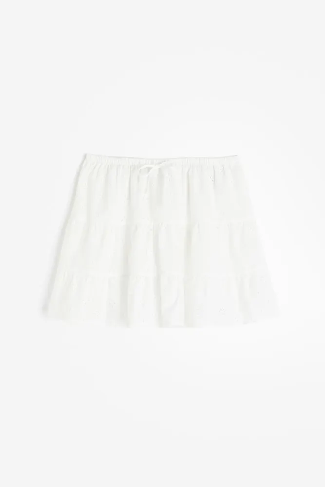 Tiered Skirt with Eyelet Embroidery