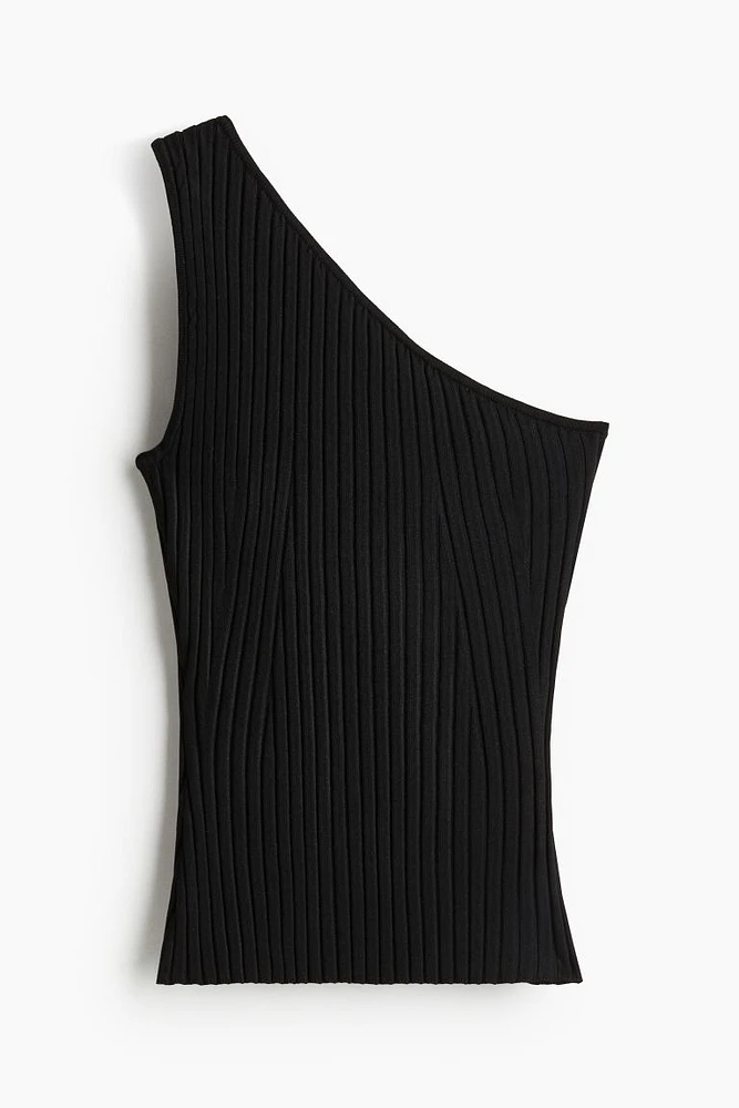 One-shoulder Rib-knit Top