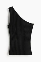 One-shoulder Rib-knit Top