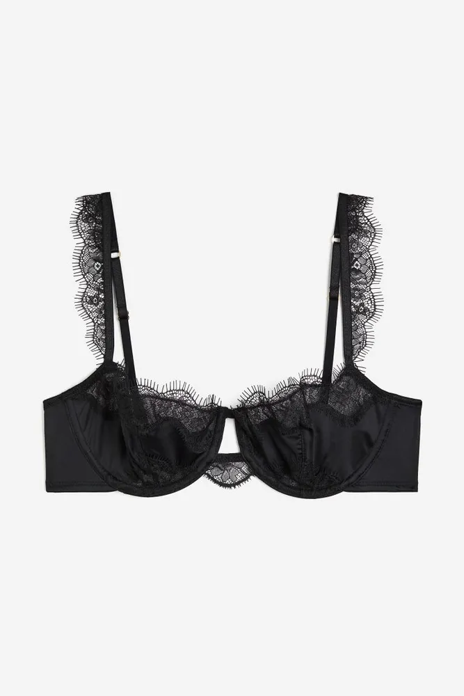 H & M Non-padded Underwire Lace Bra in Black
