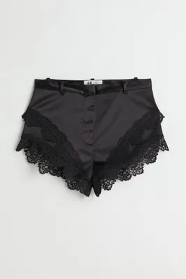 Lace-trimmed Satin Shorts
