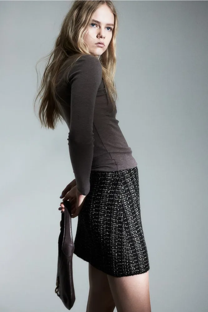Jacquard-knit A-line Skirt