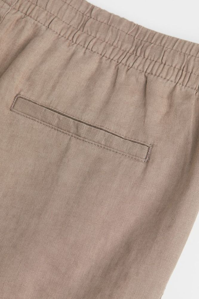 Buy Regular Fit Solid Linen Trousers with Pockets