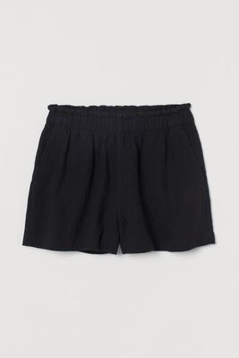 Crinkled Cotton Shorts