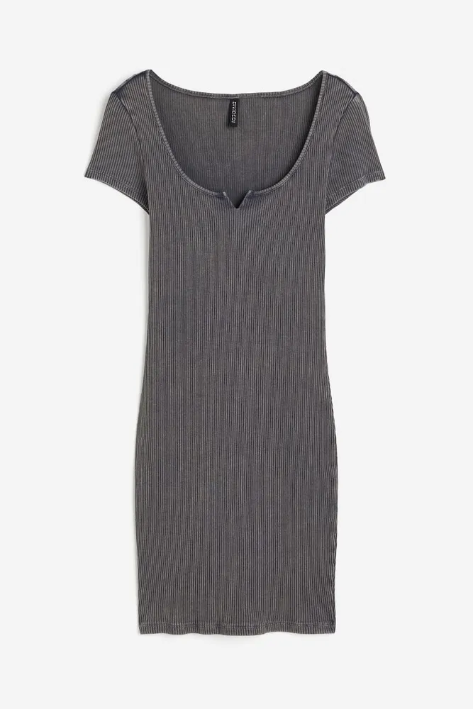 Washed-look Ribbed Dress