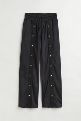 Wide-leg Pants with Snap Fasteners