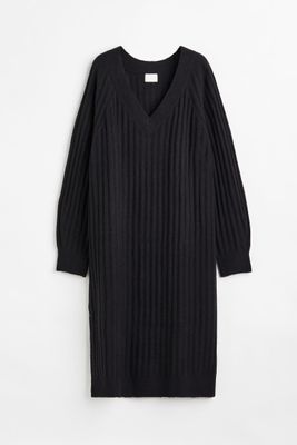 V-neck Rib-knit Dress