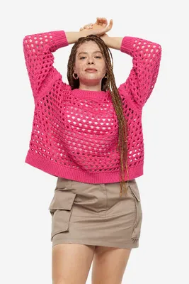Oversized Pointelle-knit Sweater