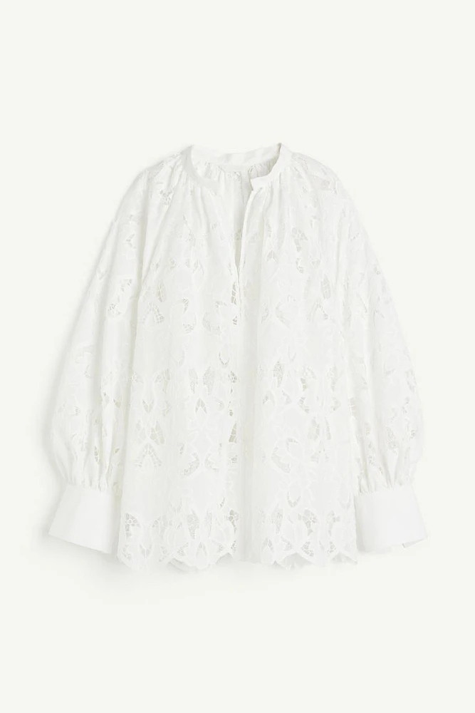 Blouse with Eyelet Embroidery