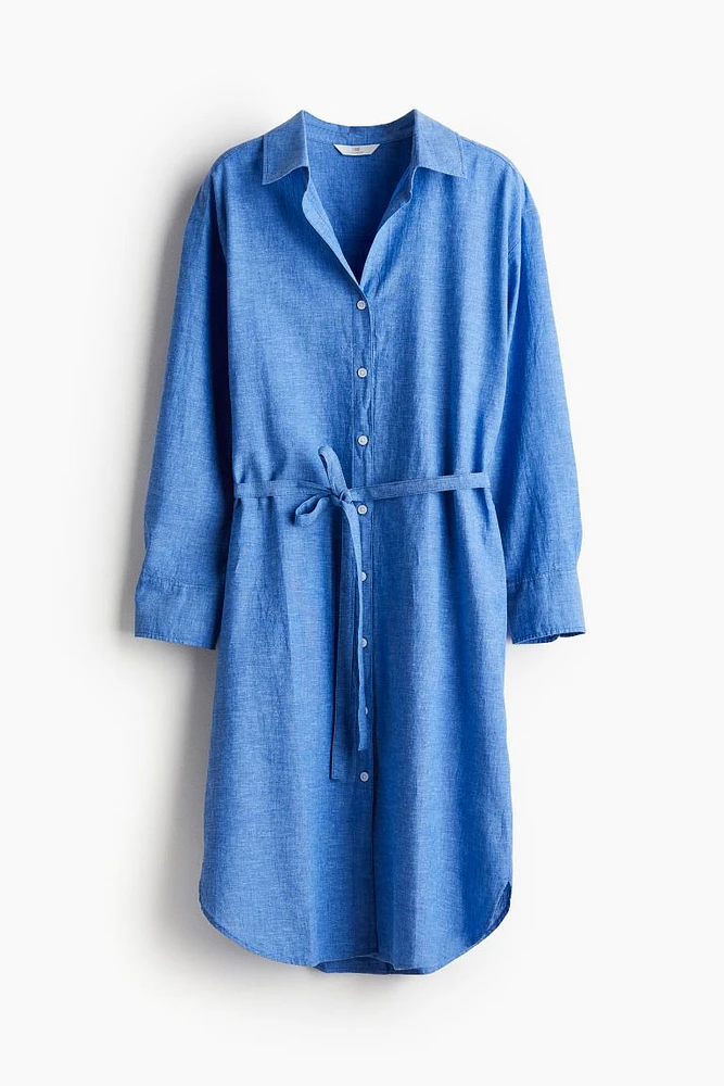 Linen-blend Shirt Dress