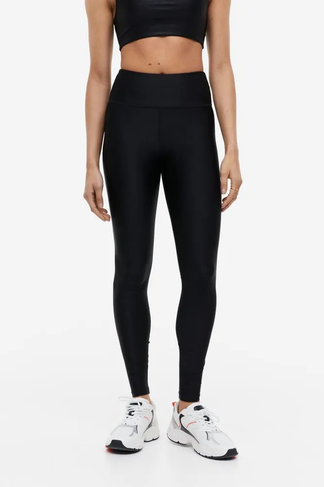 DryMove™ High Shine Sports Leggings - Black - Ladies