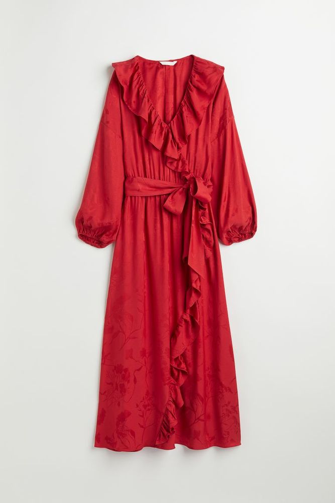 Flounce-trimmed Wrap Dress