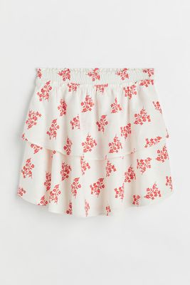 Linen-blend Tiered Skirt