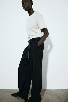 Wide-leg Linen-blend Pants