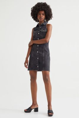 Sleeveless Denim Shirt Dress
