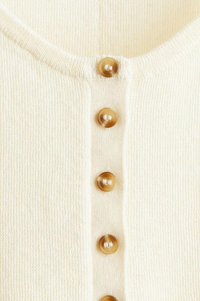 Fine-knit Button-front Tank Top