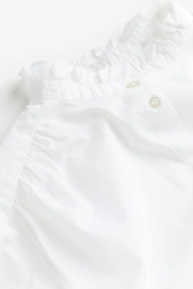 Ruffle-trimmed Cotton Blouse