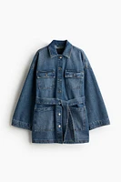 Tie-Belt Denim Jacket