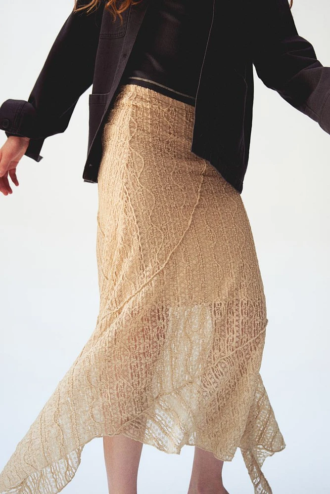 Asymmetric Lace-look Skirt