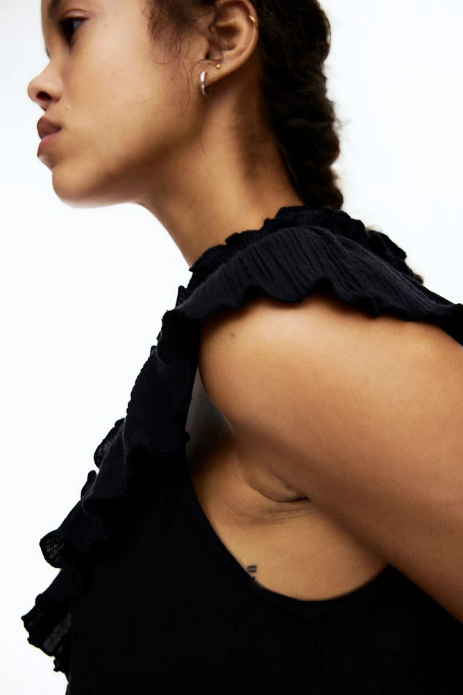 Ruffle-trimmed Cotton Top