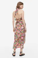Patterned Lyocell-blend Wrapover Skirt