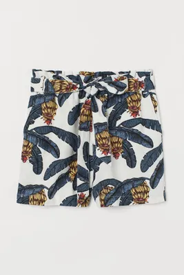 Linen-blend Paper-bag Shorts