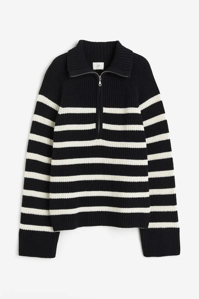 Rib-knit Half-zip Sweater