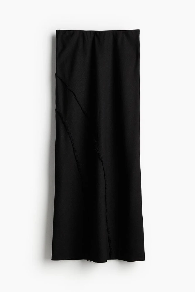 Frayed-edge Linen-blend Skirt