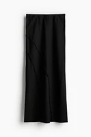 Frayed-edge Linen-blend Skirt