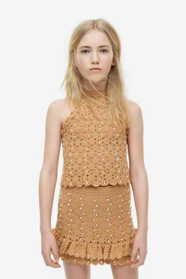 Crochet-look Beaded Skirt