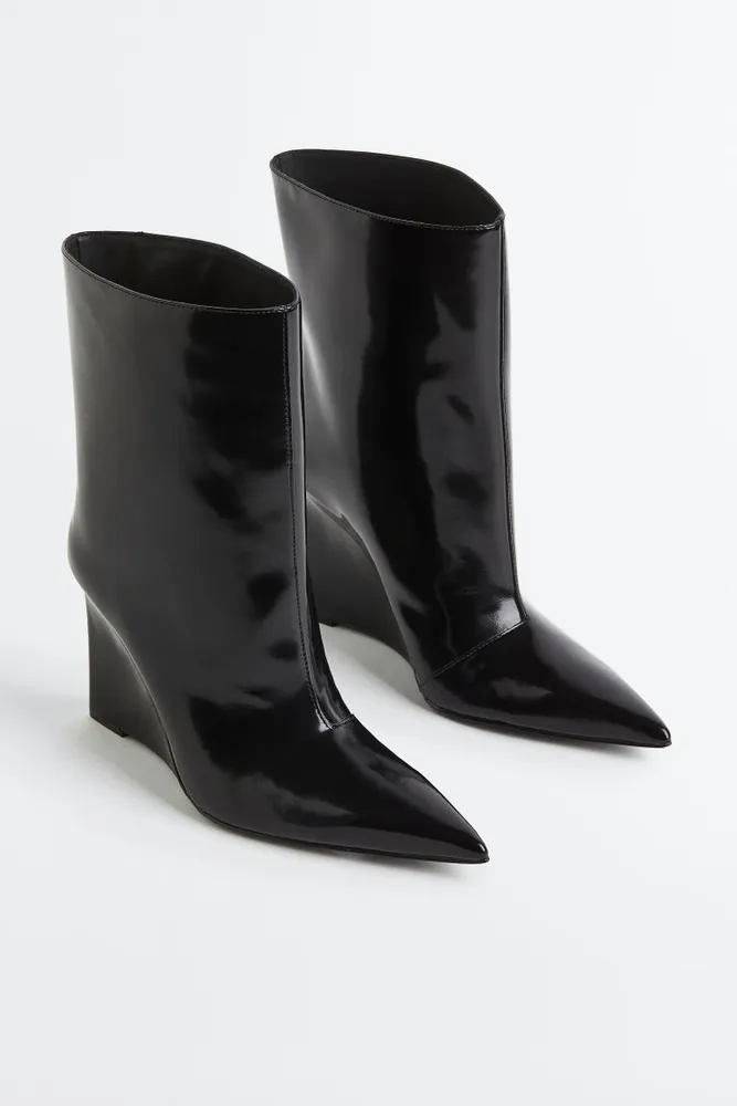 Wedge-heeled Leather Boots