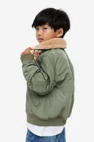 Bomber Jacket with Teddy Fleece Collar