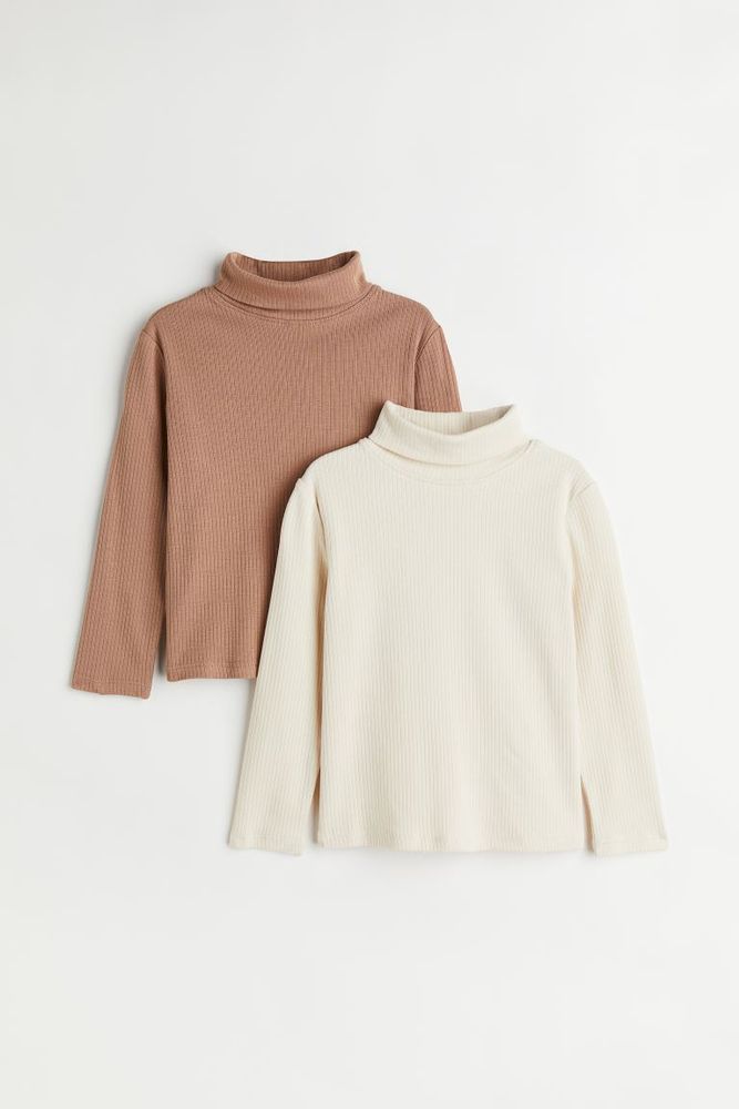 2-pack Ribbed Jersey Turtleneck Tops