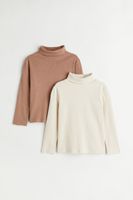 2-pack Ribbed Jersey Turtleneck Tops
