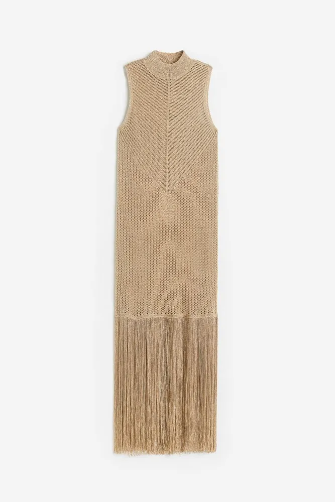 Glittery Pointelle-knit Dress