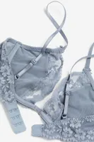 Non-padded Underwire Satin and Lace Bra