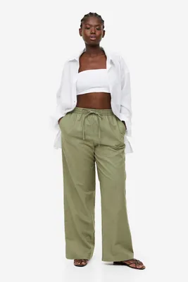 Wide-cut Pull-on Pants