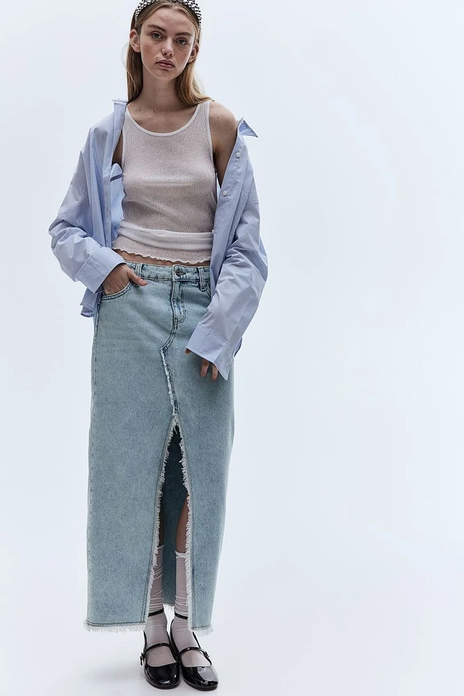 Frayed-edge Denim Skirt