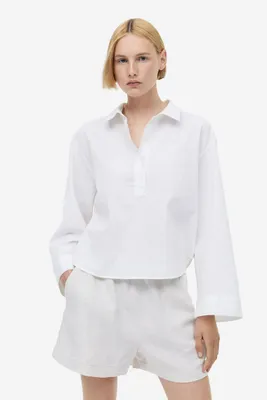Chemise en enfiler lin mélangé