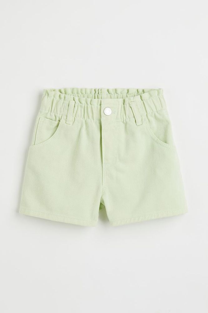 Relaxed Fit Twill Paper-bag Shorts
