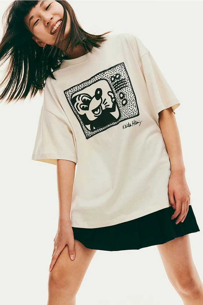 Oversized T-shirt with Printed Motif